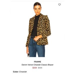 FRAME Cheetah Print Velvet Blazer BNWOT